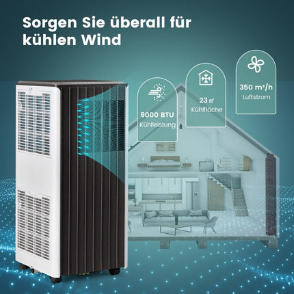 Mobile Air Conditioner 4-in-1 Air Conditioner Cooling & Fan & Dehumidification & Sleep Mode Remote Control 31 x 32 x 71.5 cm White