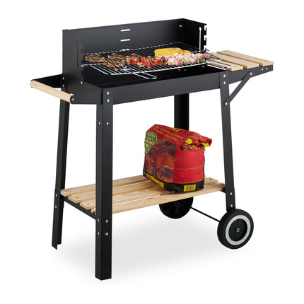 Mobile Barbecue Cart with Shelves and Wheels