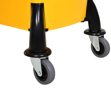 Yellow mobile bucket cleaning trolley, 26L, with turning device