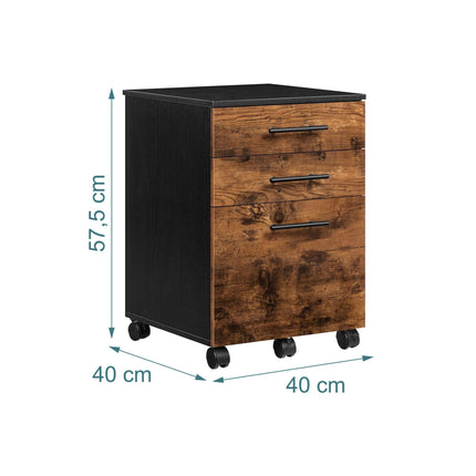 Mobile Cabinet with 3 Drawers, Brown – 57.5x40x40 cm