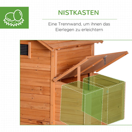 Mobile henhouse with wheels and nesting box - spruce wood