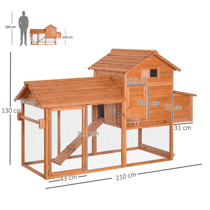 Mobile henhouse with wheels and nesting box - spruce wood
