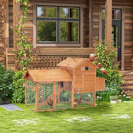 Mobile henhouse with wheels and nesting box - spruce wood