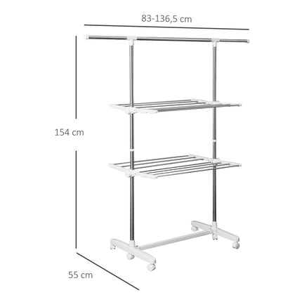 Folding clothes air tower with side wings, 2 levels