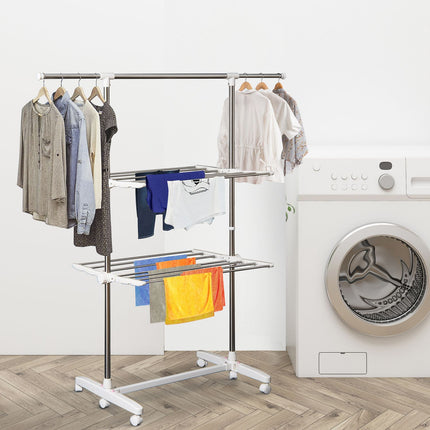 Folding clothes air tower with side wings, 2 levels