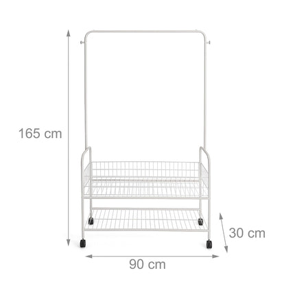 Mobile Clothes Rack with 2 Shelves – Sturdy & Portable