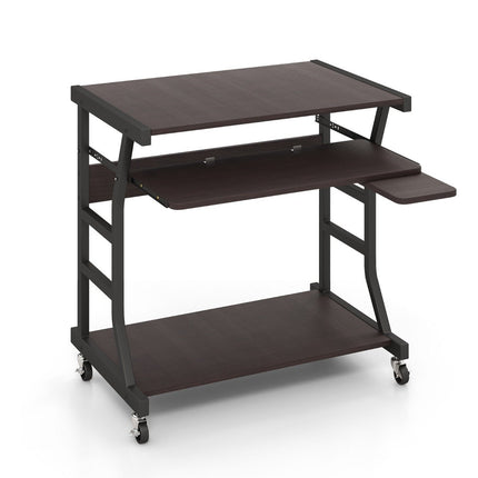 Mobile Computer Desk with Keyboard Tray & Wheels