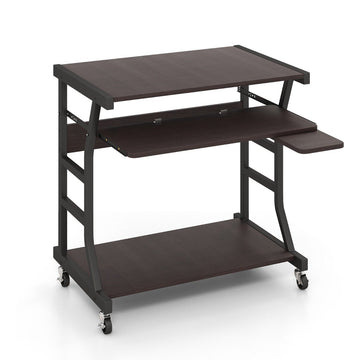 Mobile Computer Desk with Keyboard Tray & Wheels