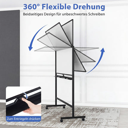Mobile Double-Sided Magnetic Whiteboard with Stand