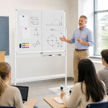 Mobile Double-Sided Magnetic Whiteboard with Wheels, 120x90 cm