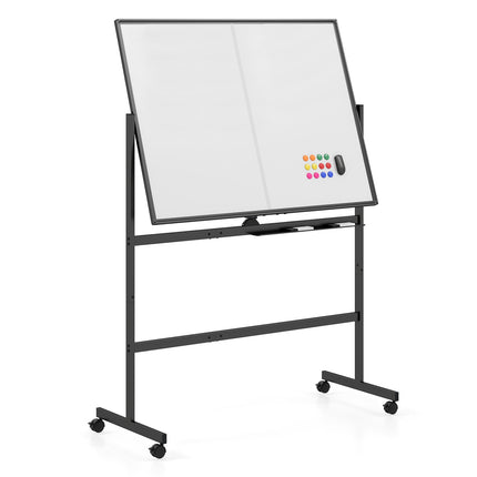 Mobile Double-Sided Magnetic Whiteboard with Wheels, 120x90 cm
