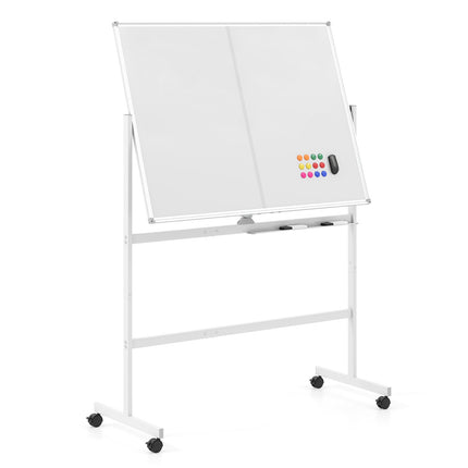 Mobile Double-Sided Magnetic Whiteboard with Wheels, 120x90 cm