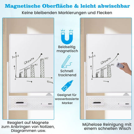Mobile Double-Sided Whiteboard 120x90 cm with Stand & Wheels