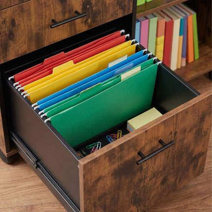 Mobile Drawer Unit with Shelves and Castors - Brown