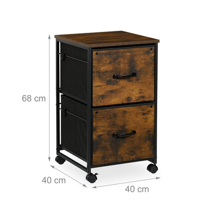 Mobile File Cabinet, 2 Drawers, Industrial Style