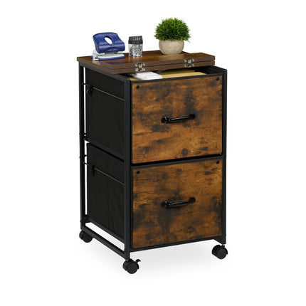 Mobile File Cabinet, 2 Drawers, Industrial Style