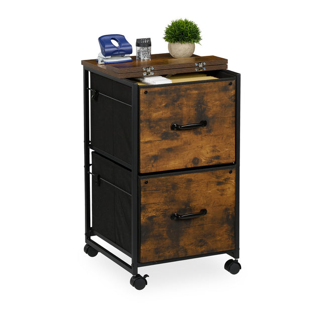 Mobile File Cabinet, 2 Drawers, Industrial Style