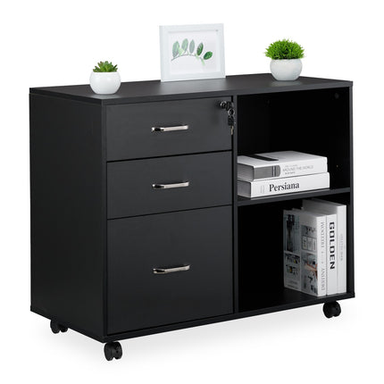 Mobile File Cabinet with 3 Drawers and File Storage