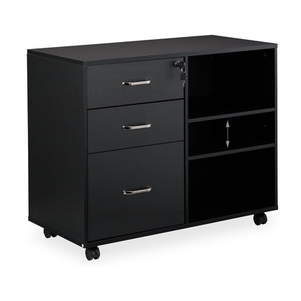 Mobile File Cabinet with 3 Drawers and File Storage