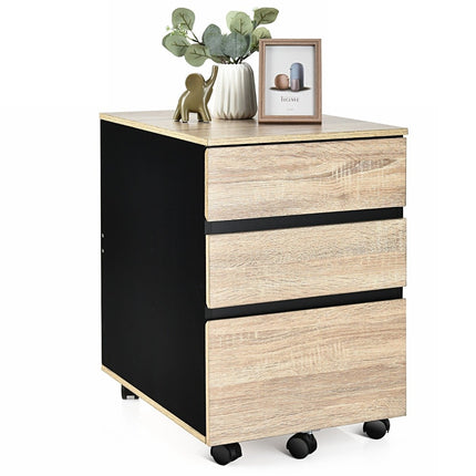 Mobile File Cabinet with 3 Drawers and Wheels