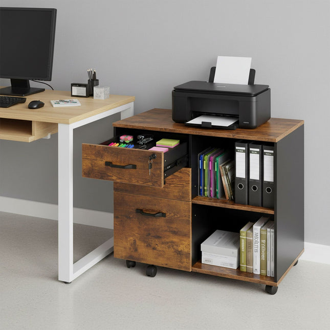 Mobile File Cabinet with 3 Drawers and Wheels