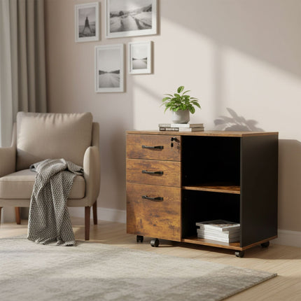 Mobile File Cabinet with 3 Drawers and Wheels