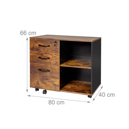 Mobile File Cabinet with 3 Drawers and Wheels