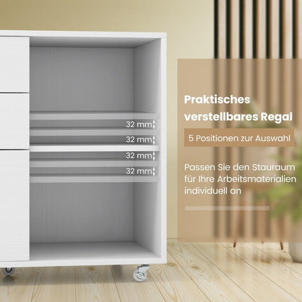 Mobile File Cabinet with 3 Drawers and Wheels, White