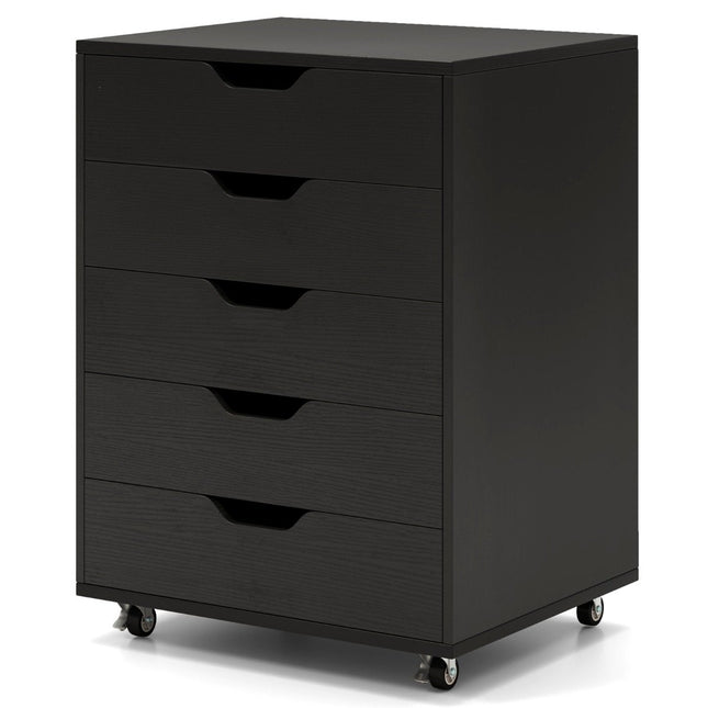 Mobile File Cabinet with 5 Drawers, Black, 49x41x66 cm