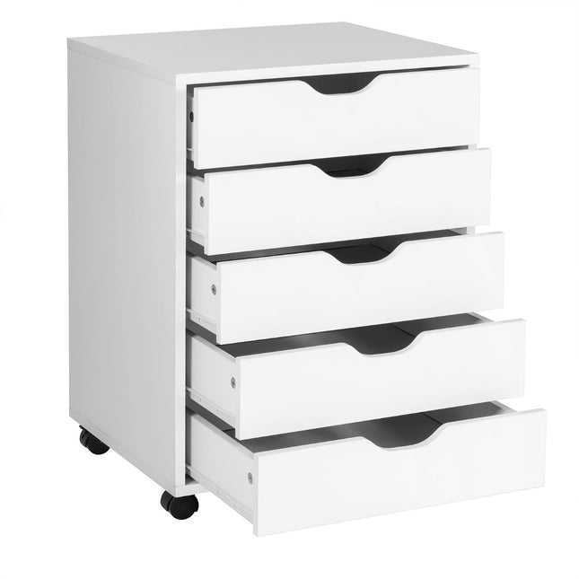 Mobile File Cabinet with 5 Drawers, White, 48x39.5x65.5 cm