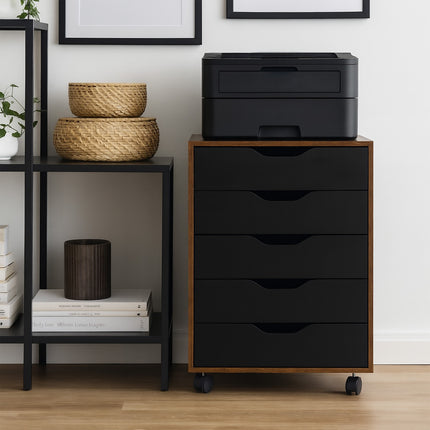 Mobile File Cabinet with 5 Drawers and Wheels