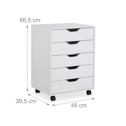 Mobile File Cabinet with 5 Drawers and Wheels