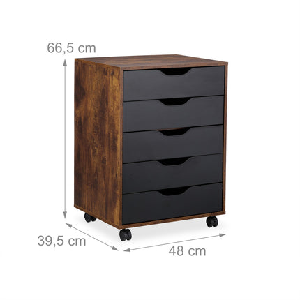 Mobile File Cabinet with 5 Drawers and Wheels