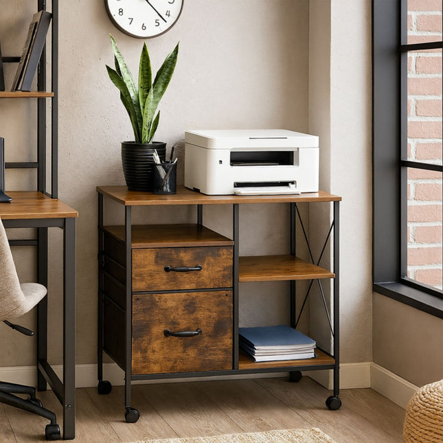 Mobile File Cabinet with Drawers and Shelves