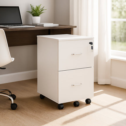 Mobile File Cabinet with Lock, 2 Drawers, A4/Letter Files