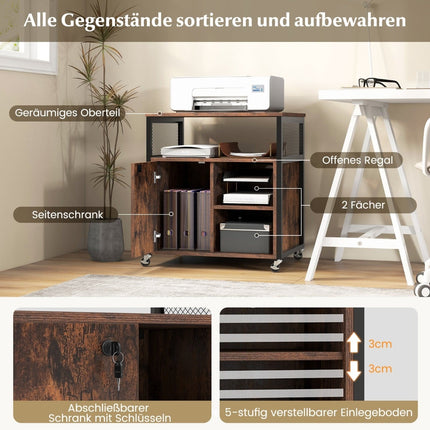 Mobile Filing Cabinet with Charging Station & Lock