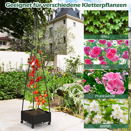 Mobile Garden Obelisk Planter with Trellis & Wheels