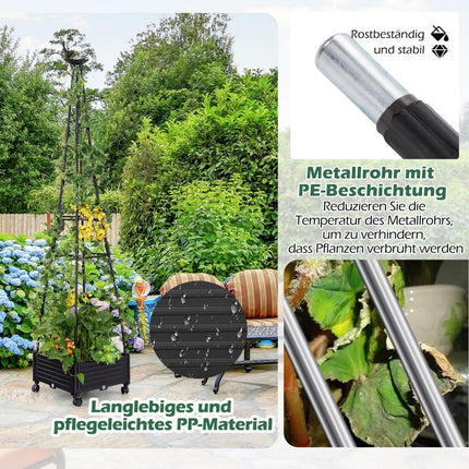Mobile Garden Obelisk Planter with Trellis & Wheels