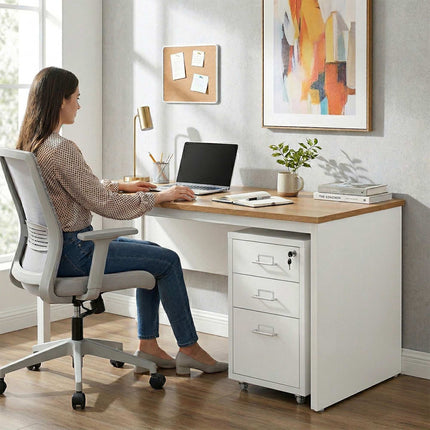 Mobile Metal Filing Cabinet, 3-Drawer Locking Rolling