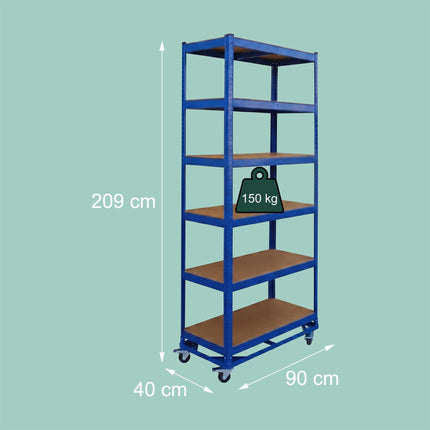 Mobile Metal Shelving Unit – Adjustable Steel, Locking Casters