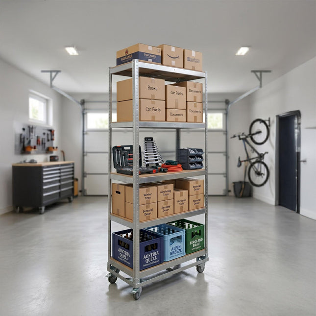 Mobile Metal Shelving Unit – Heavy-Duty Steel, Adjustable