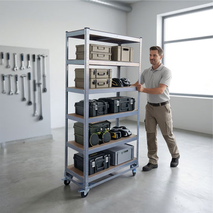 Mobile Metal Shelving Unit – Heavy-Duty Steel, Adjustable