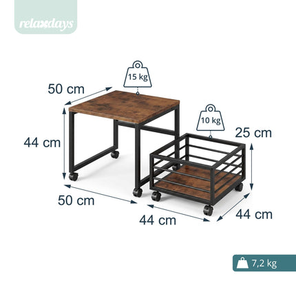 Mobile Mini Fridge Stand with Basket, Brown, 44x50x50 cm