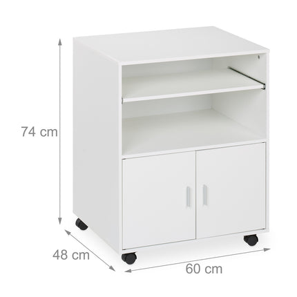 Mobile Office Stand with Keyboard Drawer, White