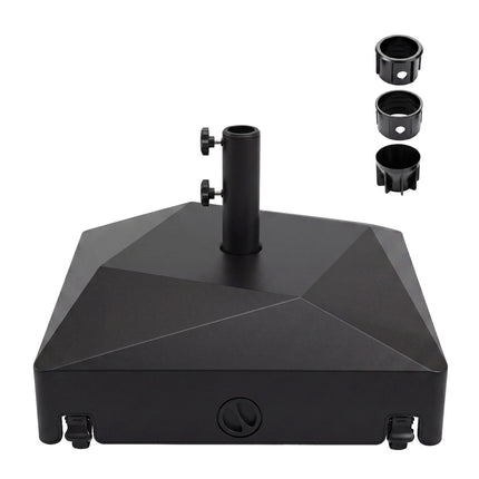 Mobile Patio Umbrella Base, 154 lbs, Black, HDPE, Wheels