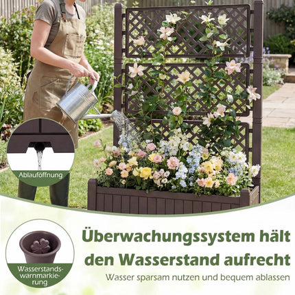 Mobile Planter with Trellis & Drainage, Brown, 80x40x140 cm
