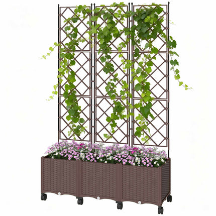 Mobile Planter with Trellis, Self-Watering, 120x40x192 cm