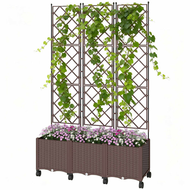 Mobile Planter with Trellis, Self-Watering, 120x40x192 cm