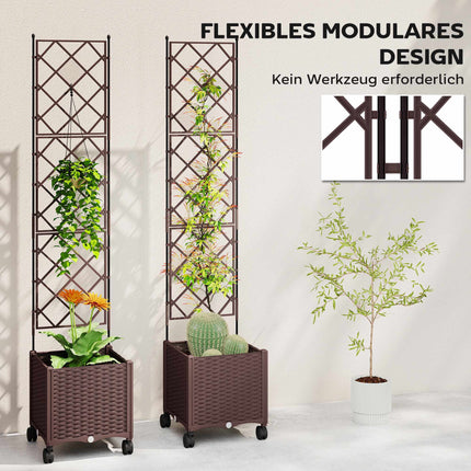 Mobile Planter with Trellis, Self-Watering, 120x40x192 cm