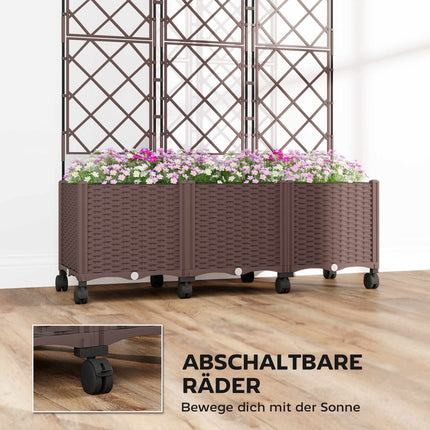 Mobile Planter with Trellis, Self-Watering, 120x40x192 cm